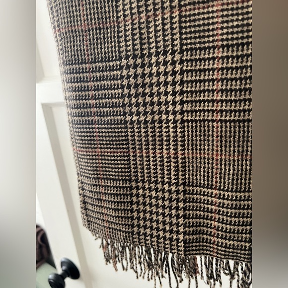 Uniqlo HEATTECH men’s houndstooth brown black fringe winter scarf - Picture 10 of 11
